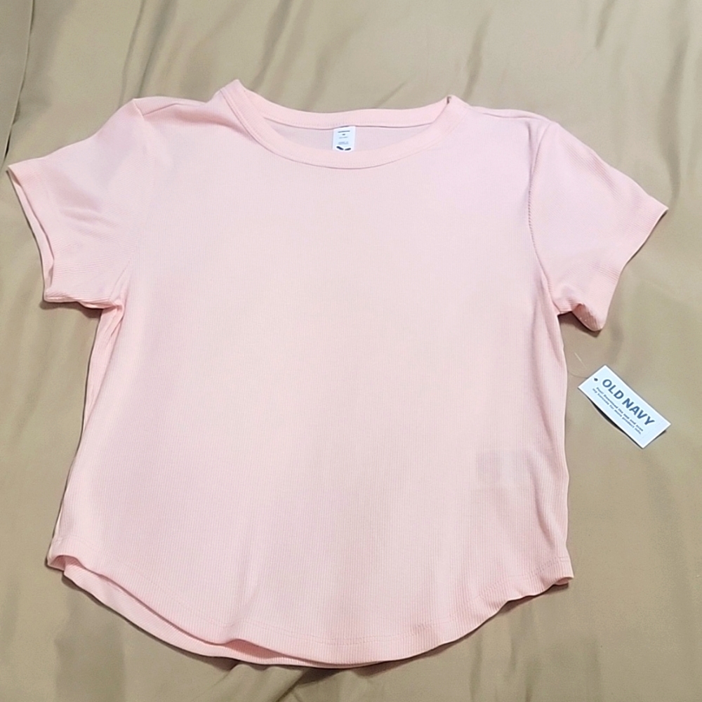 Crew neck cropped light pink tee